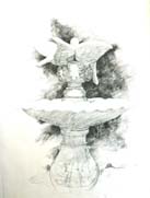 Ink drawing of fountain